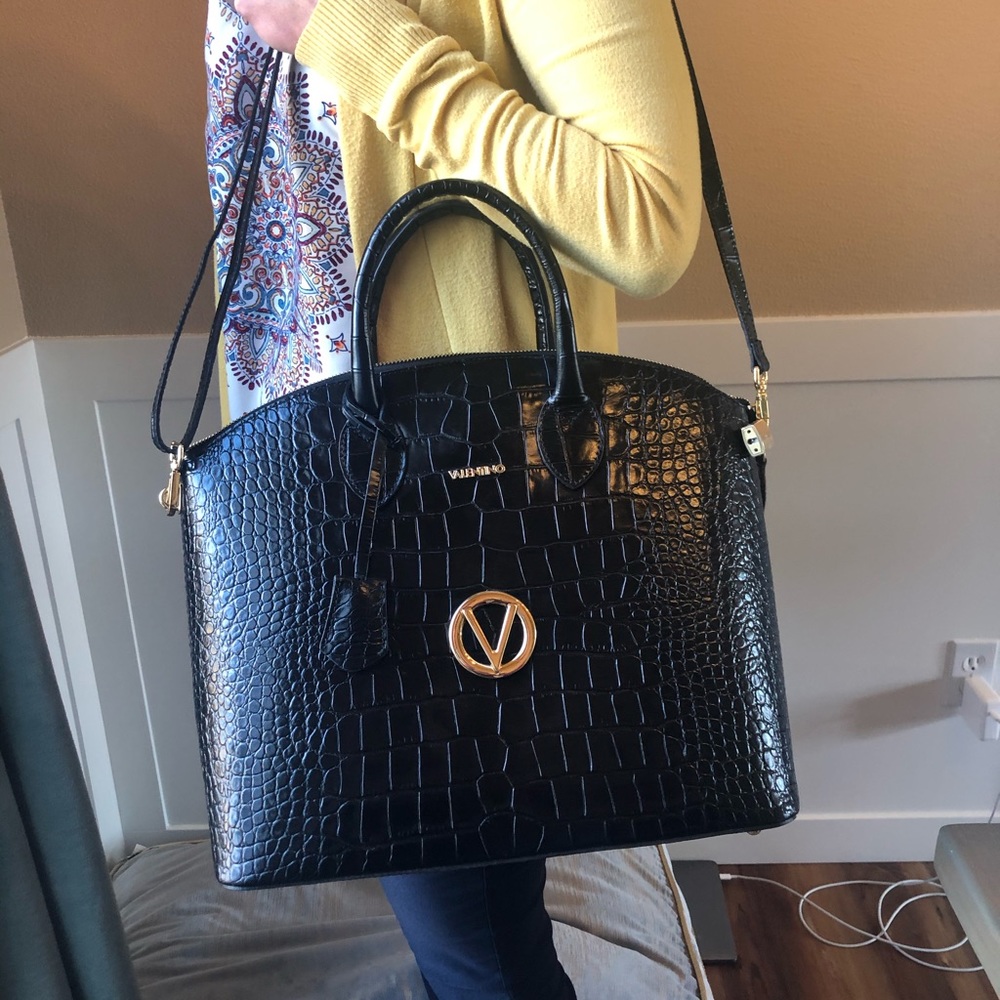 Valentino Bravia Croc Leather Dome Satchel - Picture 12 of 12